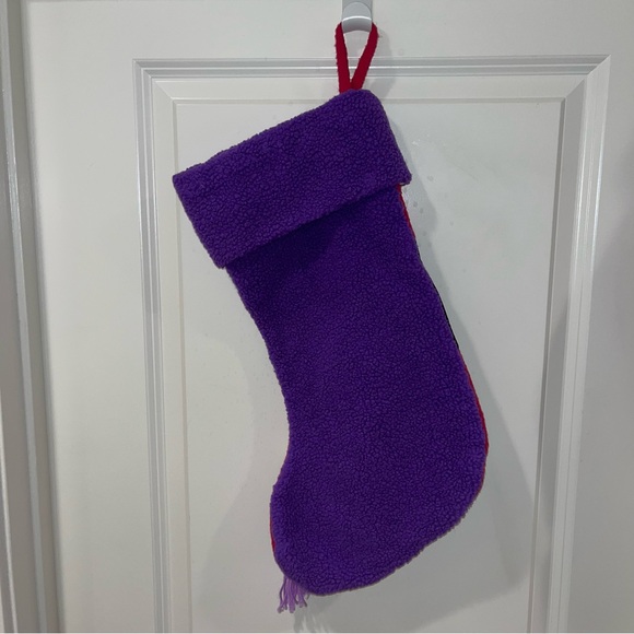 Vintage Disney Store Minnie Mouse Christmas Stocking 19”Fleece Purple Scarf Pink - Picture 2 of 3